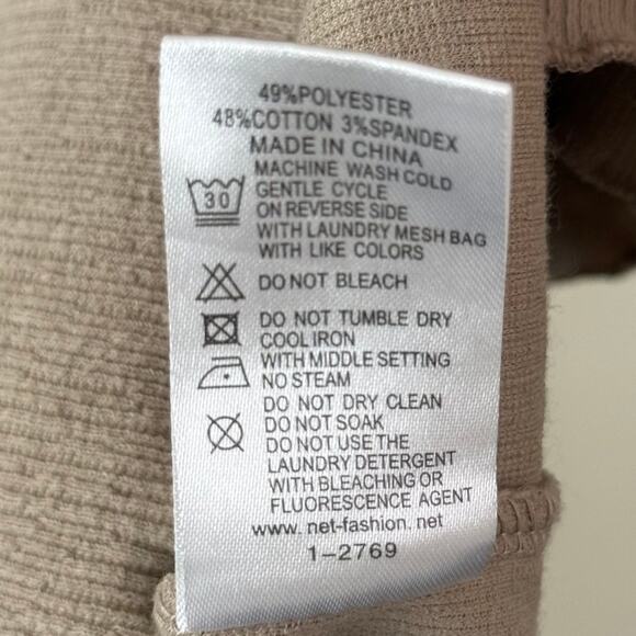 Women's NET Tan Textured Lettuce-Trim Baby Tee Cropped Shirt Short Sleeve -Small - Picture 4 of 4